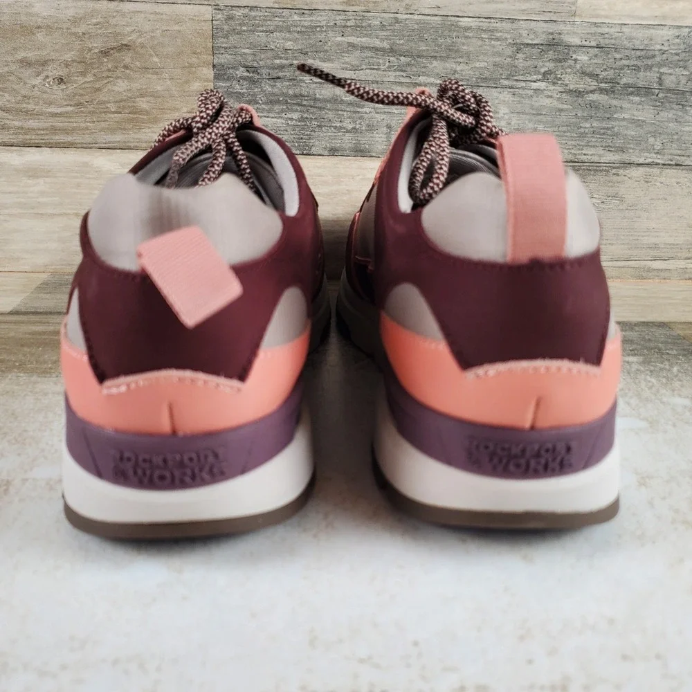 Rockport Pulse Tech Womens Work Shoes Sz 12 M Merlot Leather Comp Toe Sneakers
